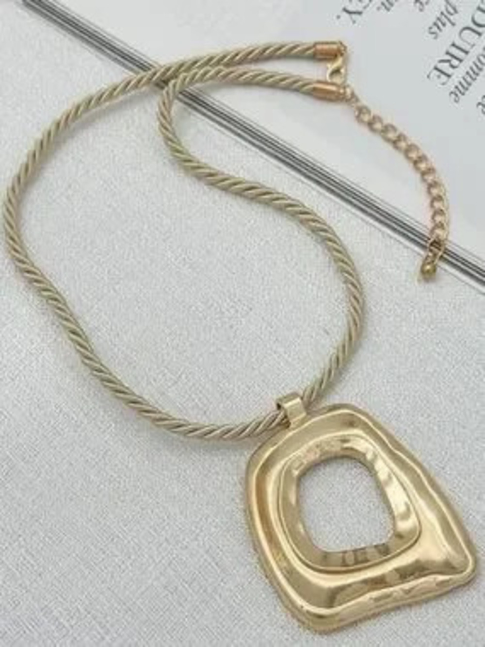 Anthropologie Gold Sculptural Open Pendant Necklace